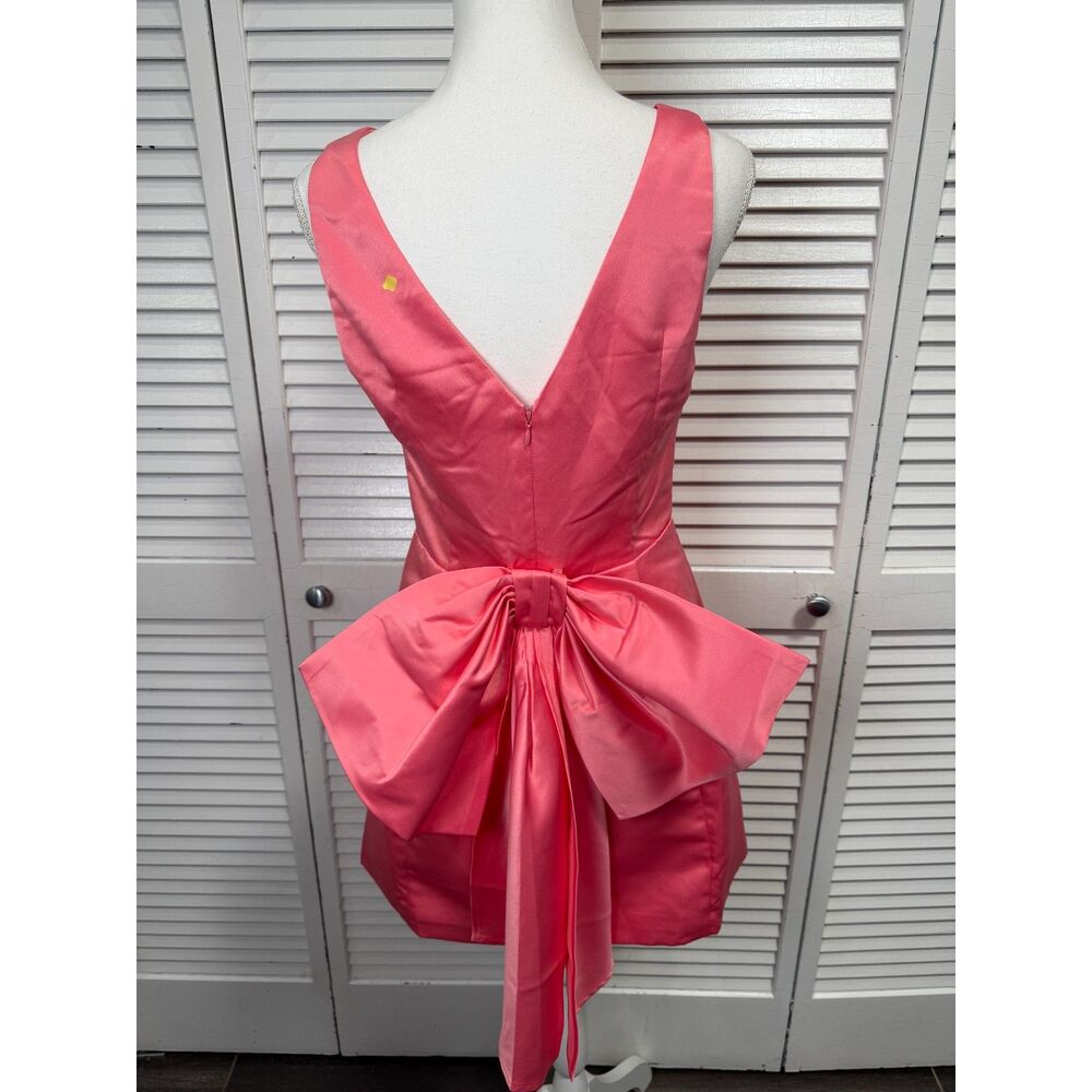 Lulu's Charming Celebration Pink Taffeta Bow Mini Dress Size Medium NWT $79 - Picture 7 of 10